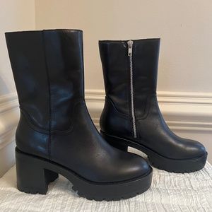 Steve Madden Annalyn Black Leather Boot Size 7M